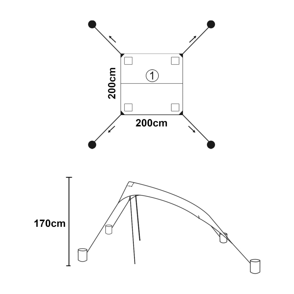 Tenda da spiaggia 200 x 200 x 170 cm grigia 03_0011115