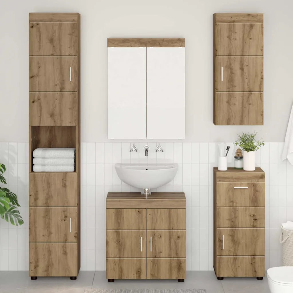 Armadio da Bagno | Mobile da Bagno a muro con porta TULUM Rovere artigianale