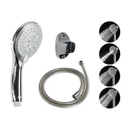 Trade Shop - Soffione Con Tubo Flessibile 1,8mt Doccetta Telefono Supporto Muro Grigio 52048 -