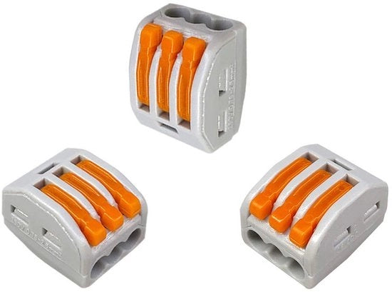 Connettori a 3 poli per cavi - connessione a vite compatta - colore arancione - blocco di viti - adatto per cavi in rame - 30 pezzi