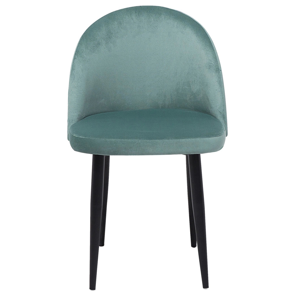 Set di 2 sedie da pranzo in tessuto di velluto verde menta moderno design retrò gambe oblique nere