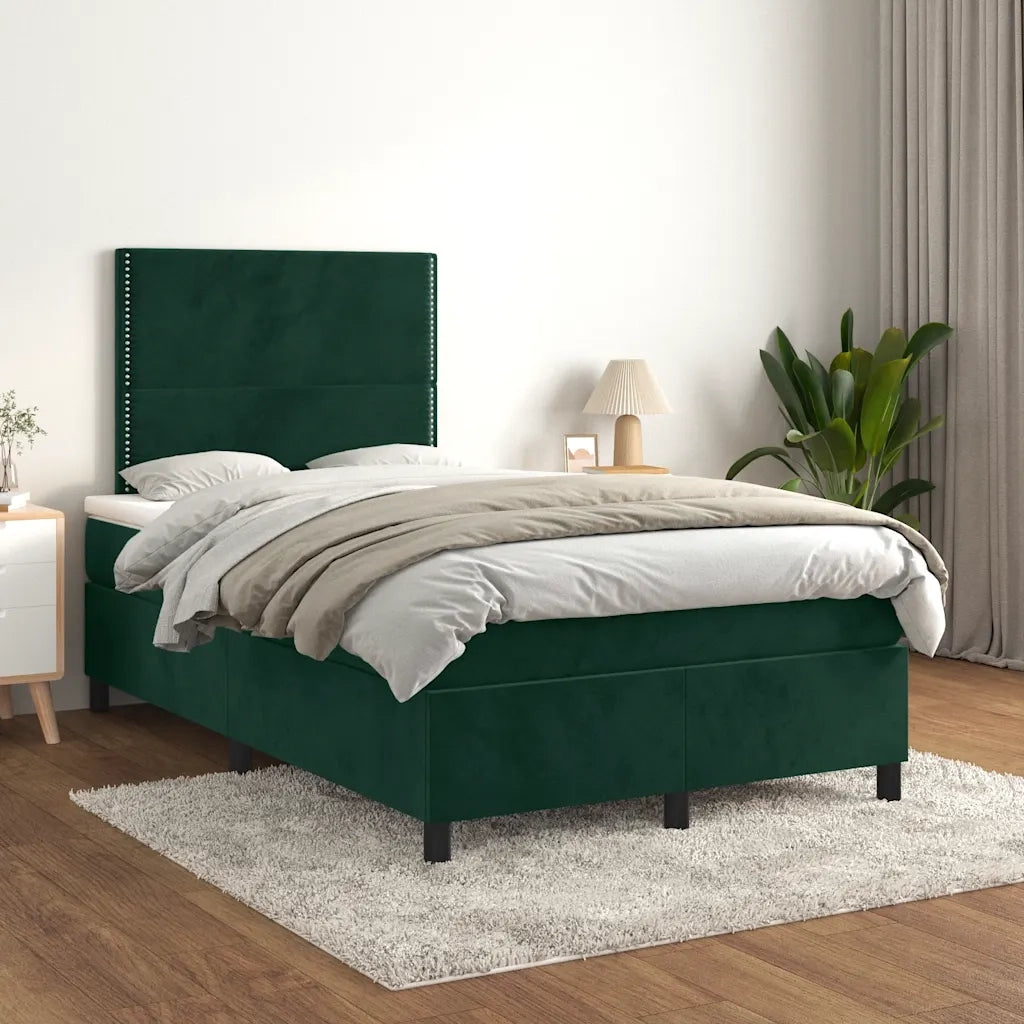 Giroletto a Molle con Materasso Verde Scuro 120x200 cm Velluto 3142956