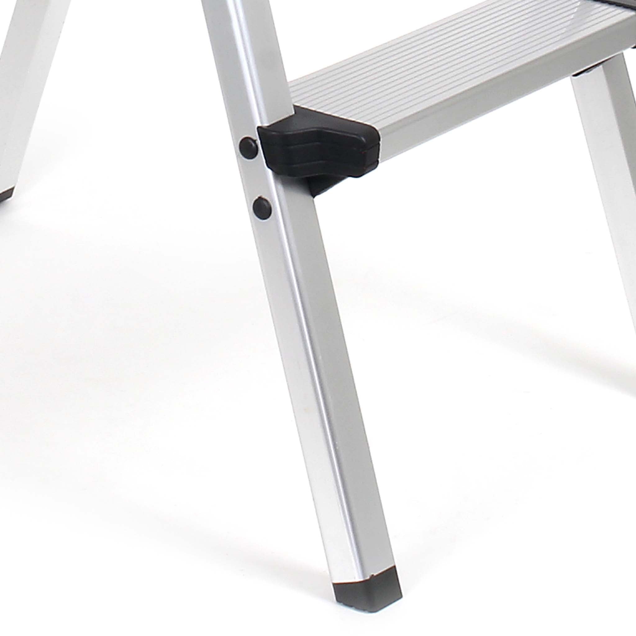 Scaletta pieghevole in alluminio, max 150kg, scala a pioli con 2x3 gradini, antiscivolo, 73 cm