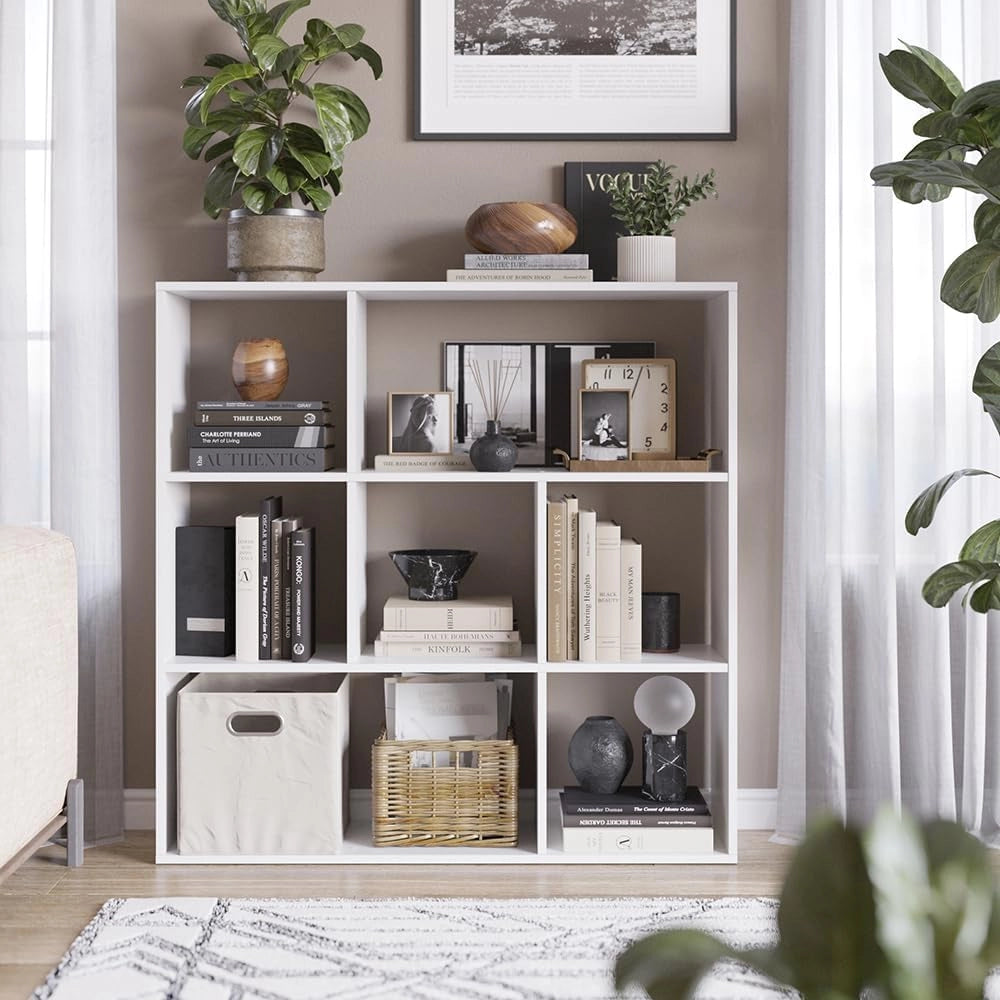 Scaffale Nove, Bianco, 107.2 x 107.8 cm 7 scomparti, per conservazione e come divisorio ambiente