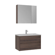 Set mobile lavabo con specchio (2 pezzi) "Side 85 v2" - 85 x 45 x 52 cm - Noce