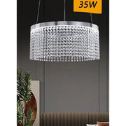 Trade Shop - Lampadario Led 35 W Sospeso Cerchio Con Pendenti Cristallo Luce Fredda 8000k B70 -
