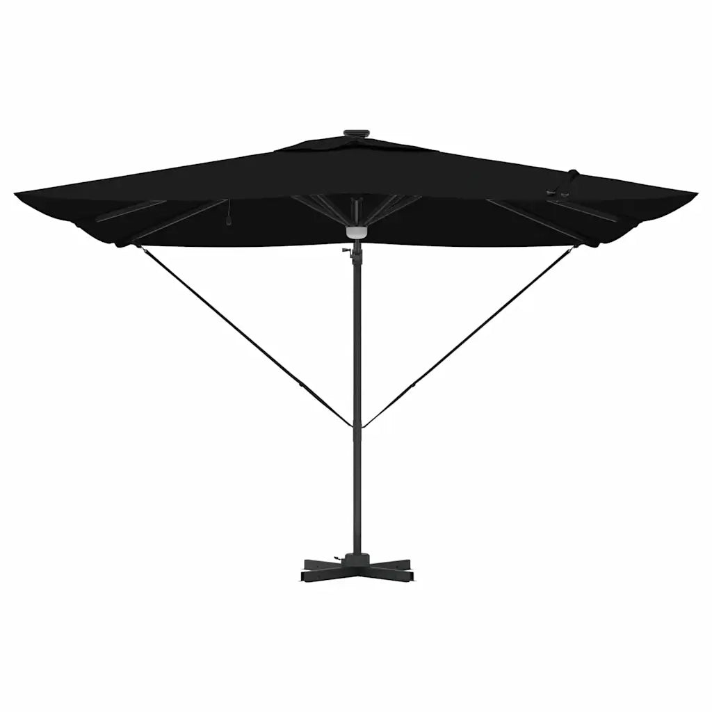 Parasole Roma-Ombrellone da giardino Nero 286 x 284 x 270 cm Alluminio e Poliestere