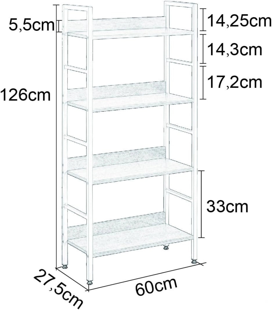 Libreria per Studio Ufficio Scaffale a 4 Ripiani Mensole in Legno Fioriera Porta Piante RGB9304hei
