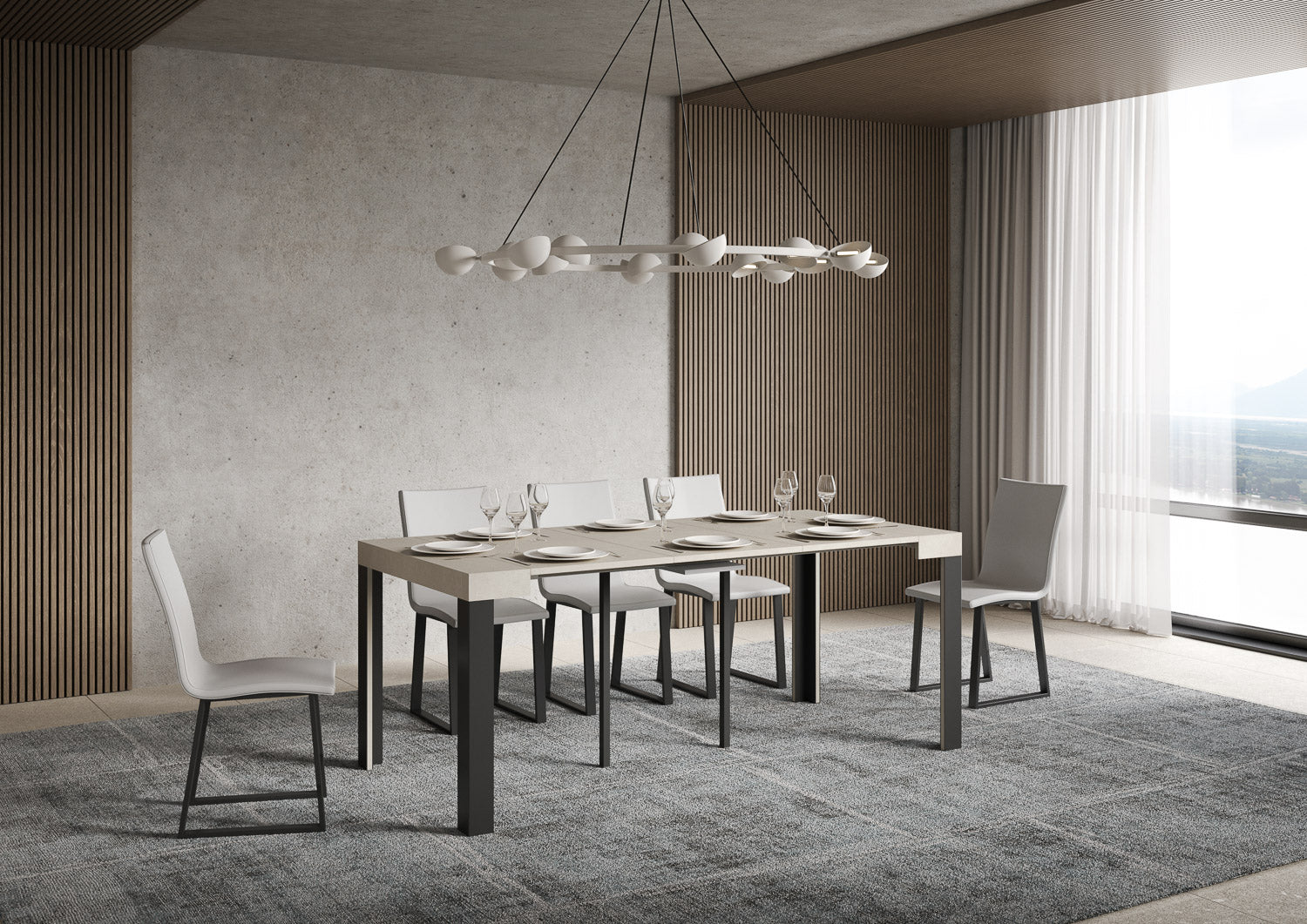 Consolle Allungabile 90-300x40x77 cm Linea Cashmere Telaio Antracite