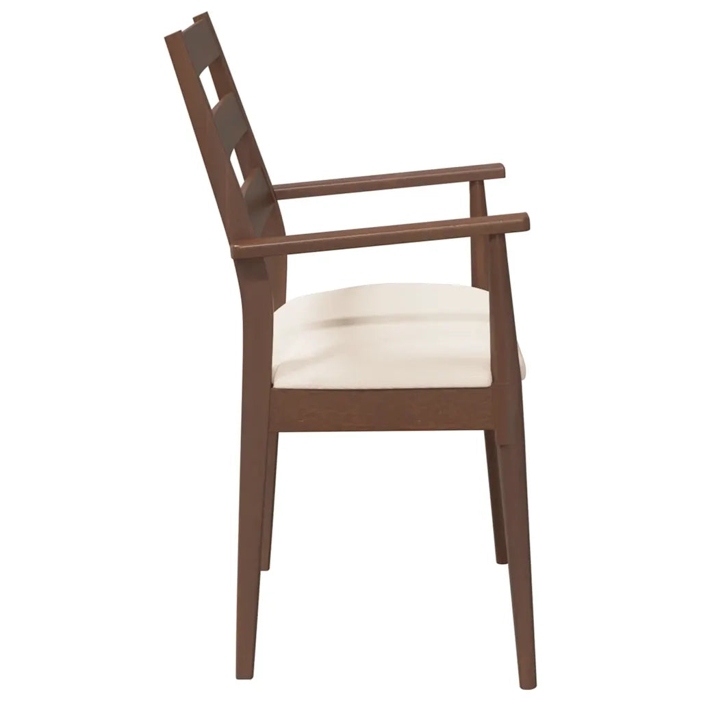 vidaXL Sedie da Pranzo con Cuscini 2pz Marrone Legno Massello di Hevea