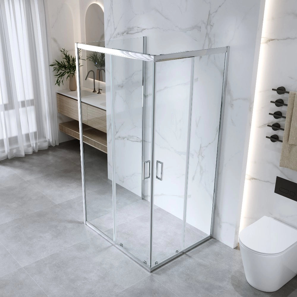 Box Doccia 3 Lati 80x100x80 Cm H185 cm Cristallo Trasparente 6 mm Scorrevole| Kiro