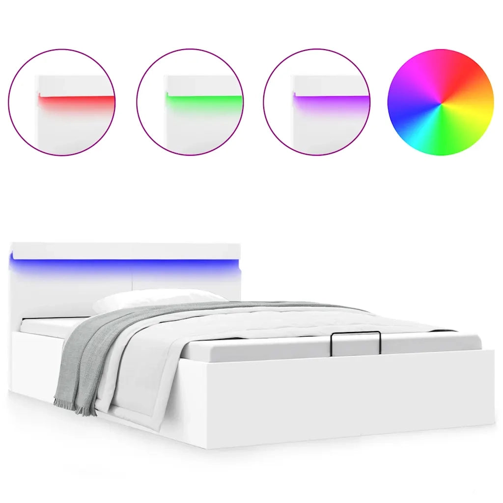 Giroletto Contenitore Idraulico LED Bianco Similpelle 120x200cm