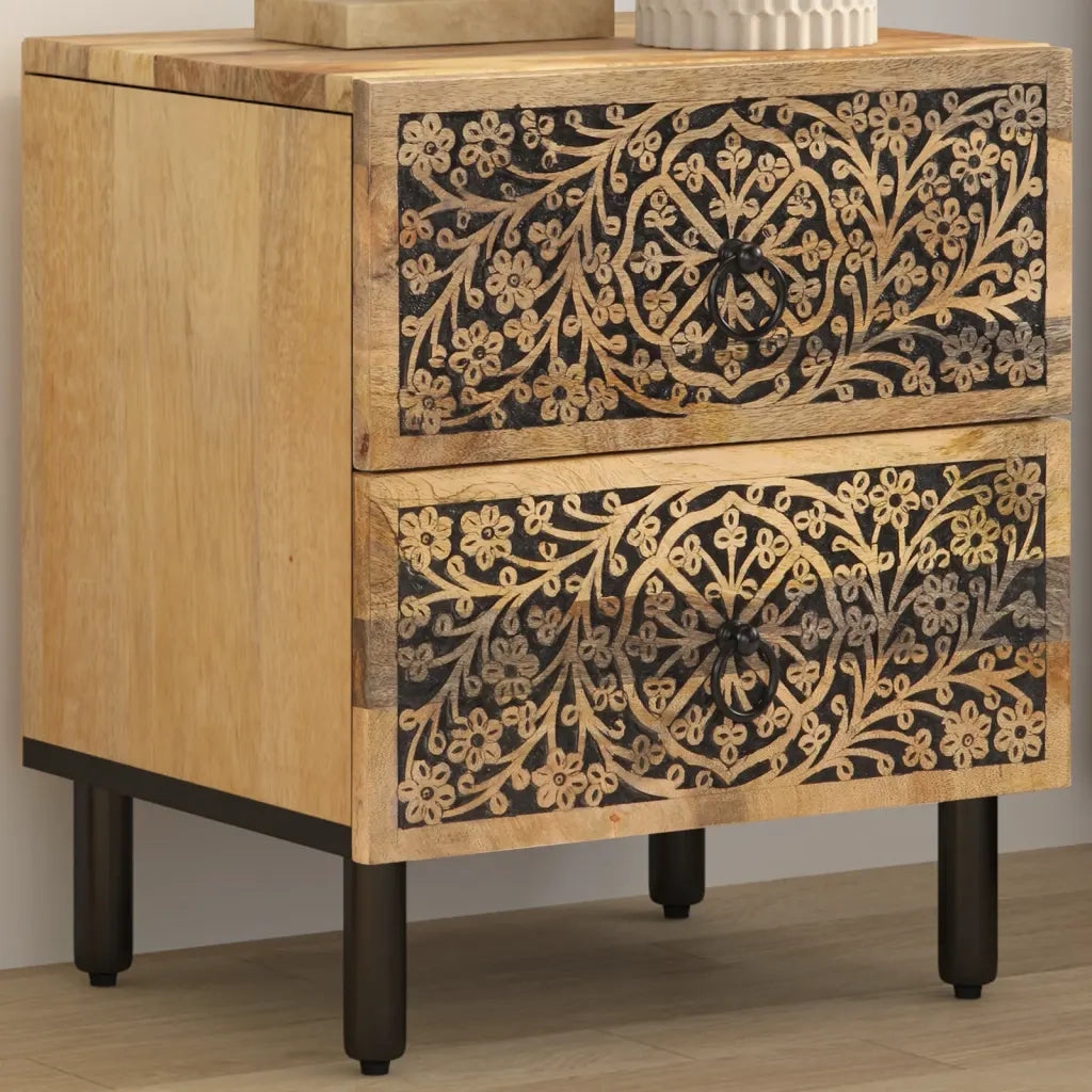 Comodino 40x33x46 cm in Legno Massello di Mango  cod mxl 88234