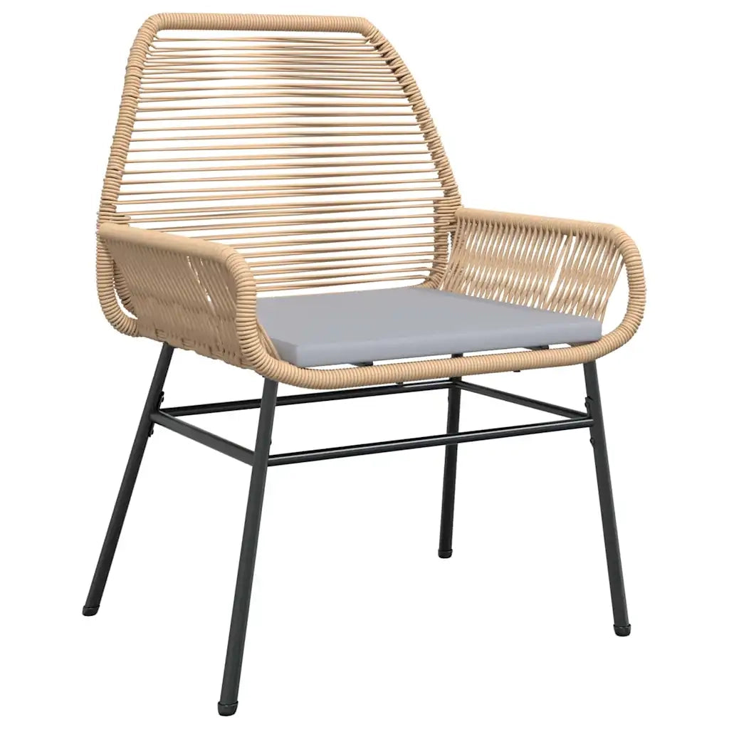Set da Pranzo per Giardino con cuscino 5 pcs Marrone polyrattan