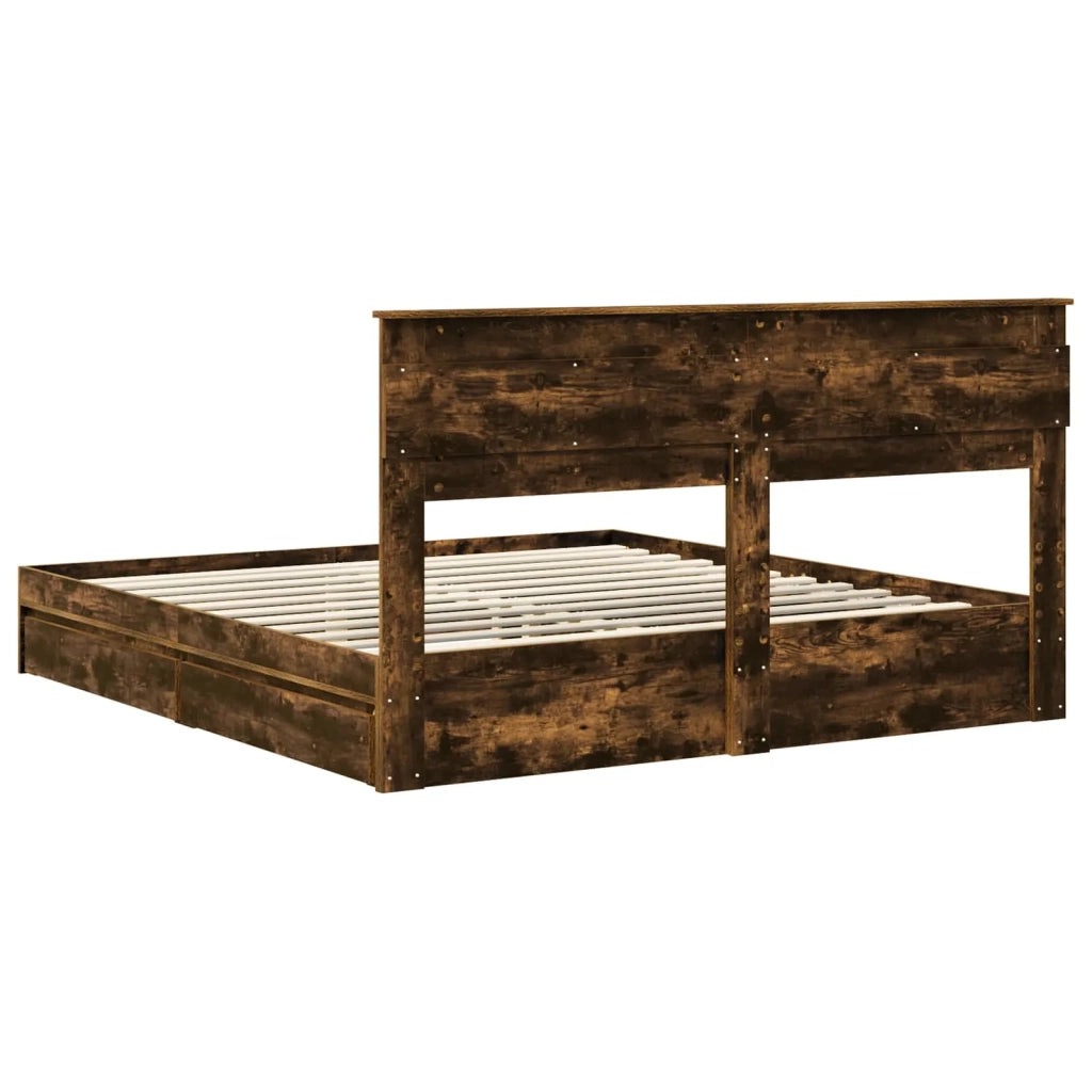 Letto con Contenitore con testiera Rovere fumé 180 x 200 cm 3409896