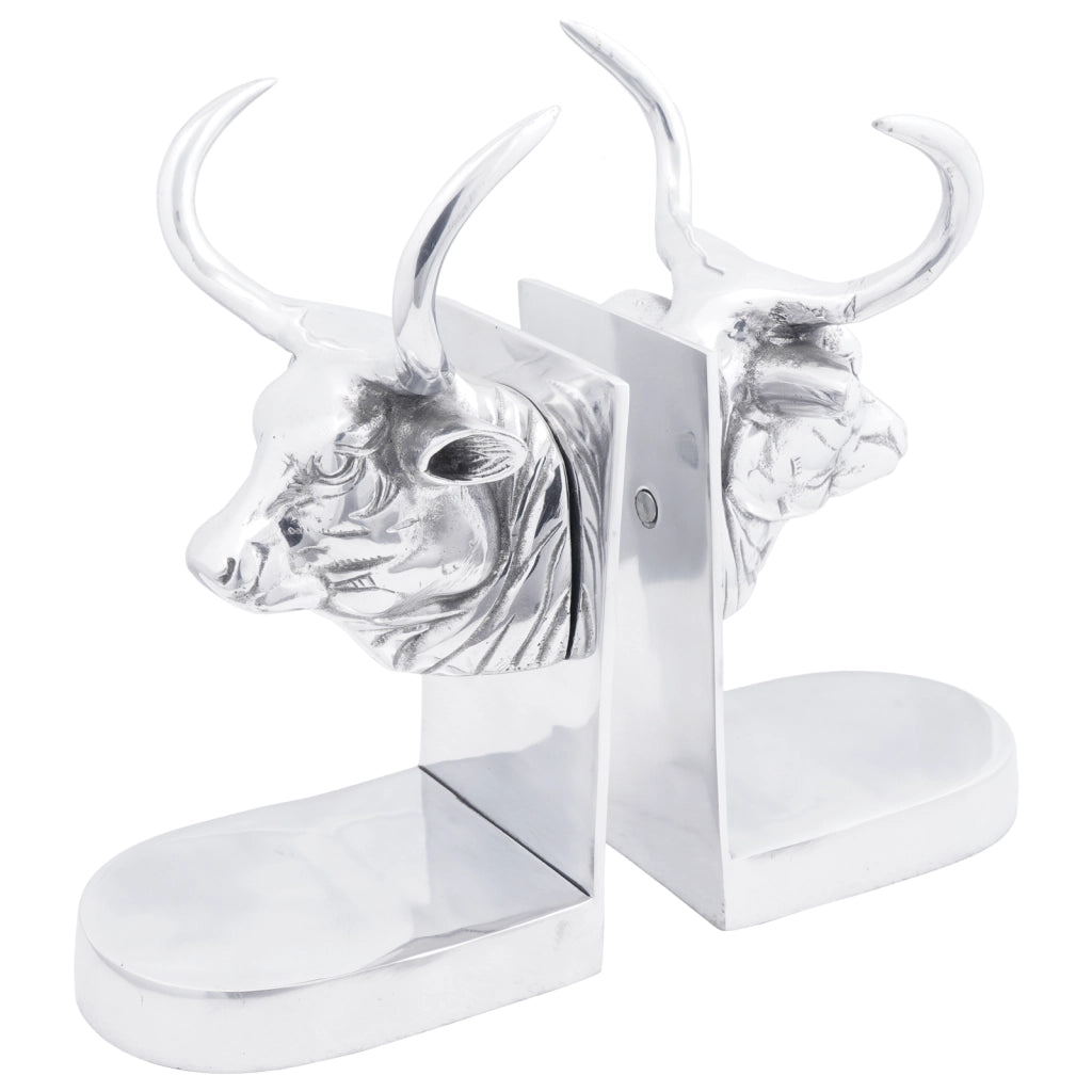 Fermalibri 2 pz Argento 17x15x27 cm Alluminio Toro