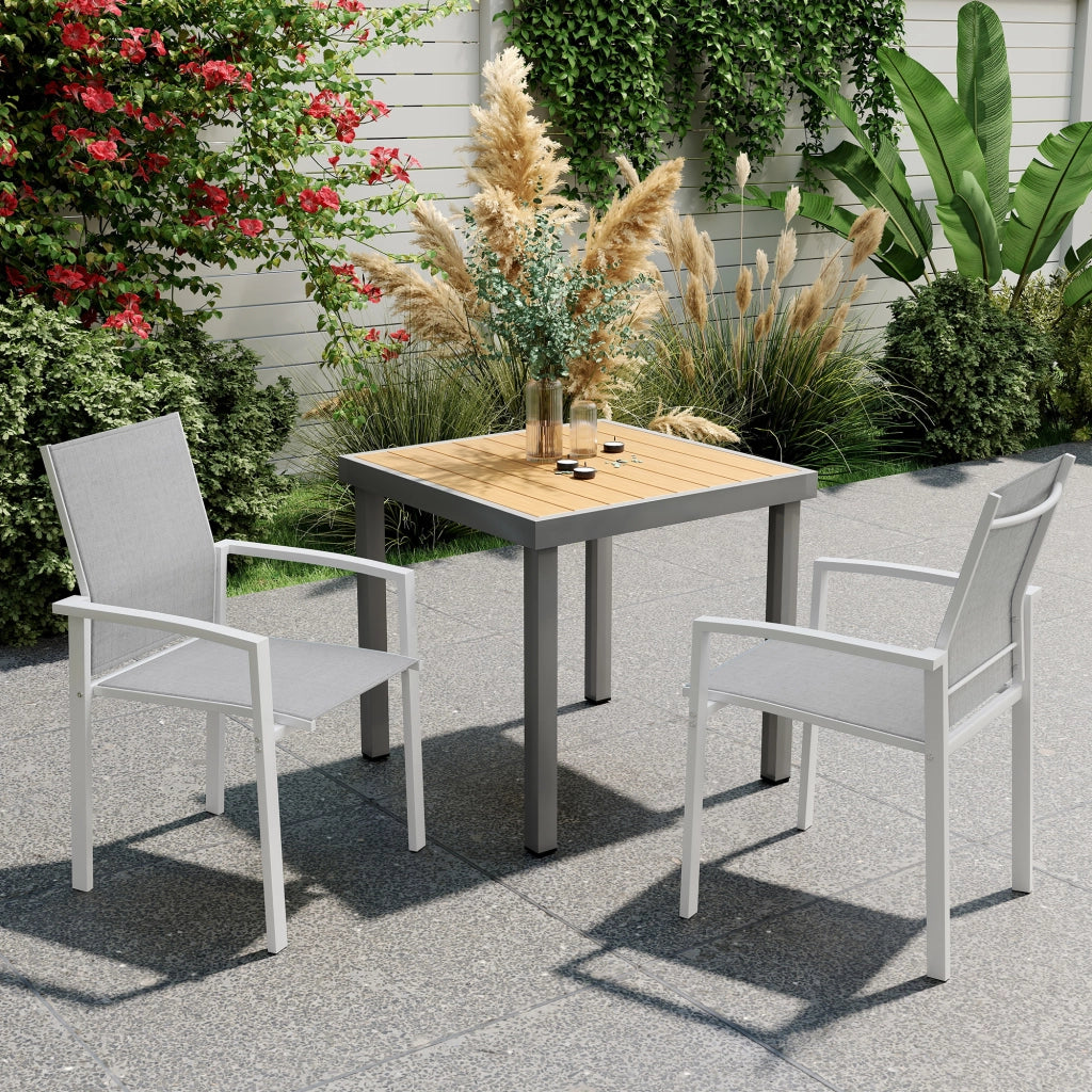 Sedia da giardino impilabile ¨C zephmum ¨C 2 pezzi, grigio chiaro, 56x58x89 cm