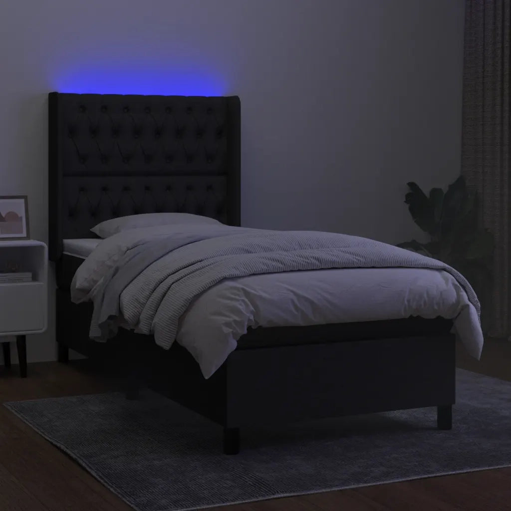 Letto a Molle con Materasso e LED Nero 80x200 cm in Tessuto 3138511