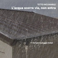 Casetta da Giardino in Acciaio Effetto Legno con Doppie Porte Scorrevoli, 236x196x208 cm, Marrone