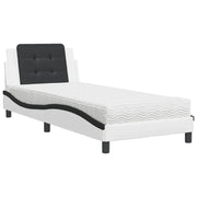 Letto singolo | Letto per adulti | Giroletto senza Materasso Zadar Bianco e Nero 90x190 cm in Similpelle