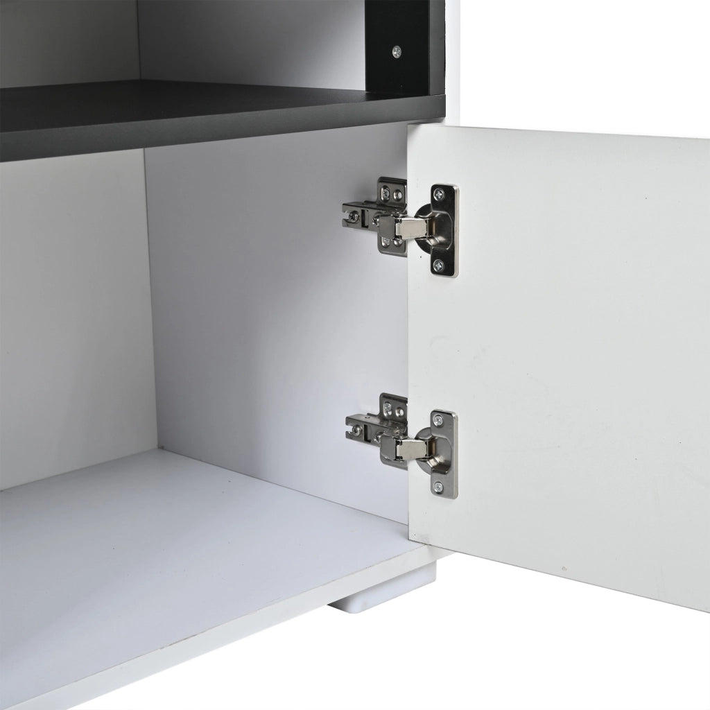 Mobile TV lucido, illuminazione a LED, in truciolato, 150 ¡Á 35 ¡Á 50 cm, bianco e nero