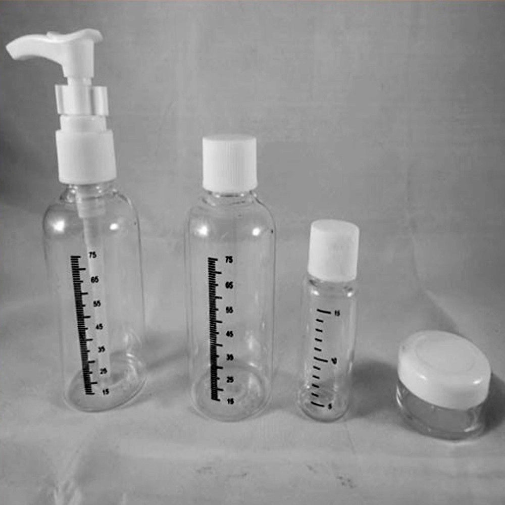 Trade Shop - Set 4 Contenitori Con Sacchetto Check In Aereo Viaggio Creme Liquidi Travel -