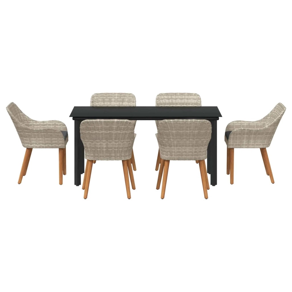 Set da Pranzo per Giardino 7 pcs Grigio chiaro polyrattan 3261716