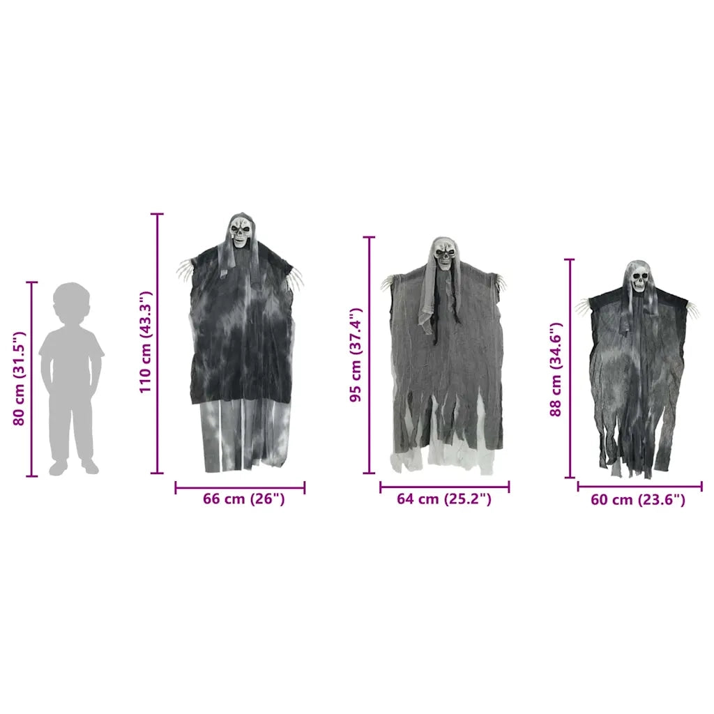 Fantasma appeso di Halloween 3 pcs Nero 66 x 110 cm Poliestere 42020045