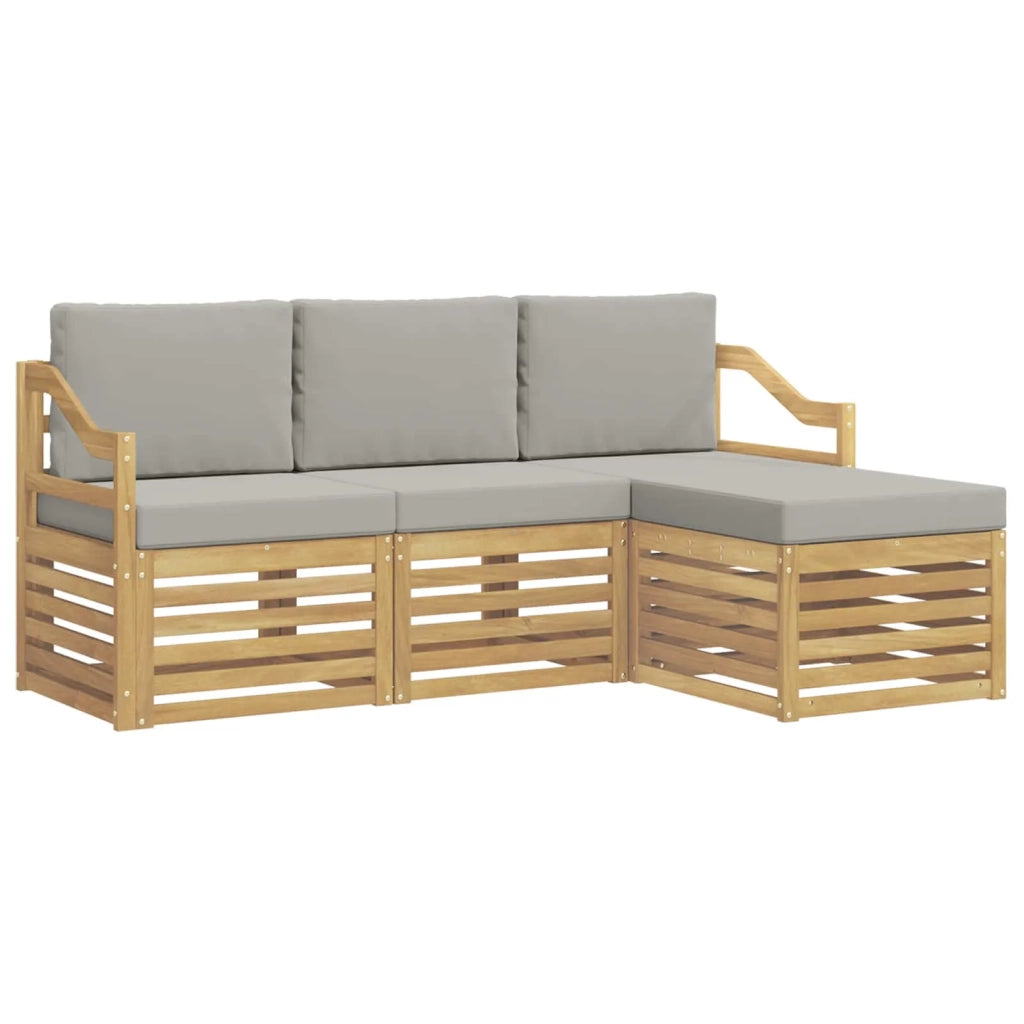 Set di divani da esterno 4 pcs Bianco e Grigio Chiaro