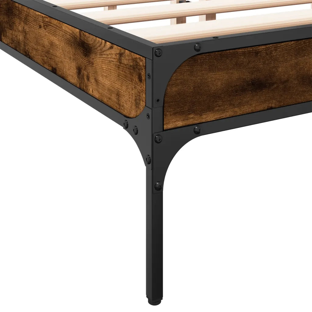 Giroletto-Struttura Letto Rovere Fumo 140x200 cm in Legno Multistrato Metallo 118096