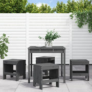 Set da Pranzo per Giardino 5pz Grigio in Legno Massello di Pino 3157711