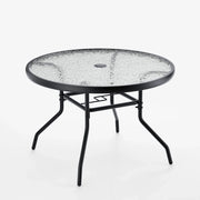 Tavolo da giardino rotondo 70 x 70 x 45,5 cm con foro per ombrellone e superficie liscia stile moderno vetro temperato nero 20_0017036