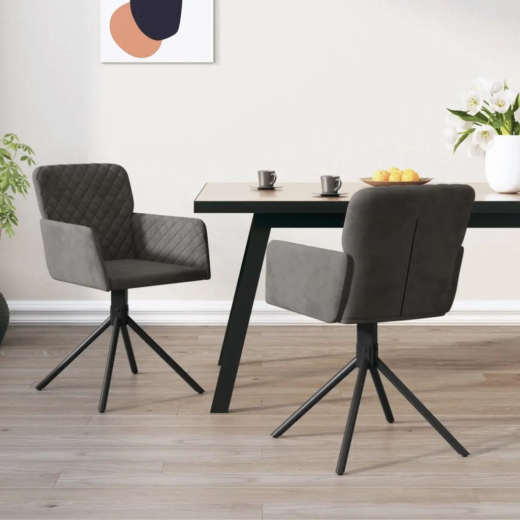 Sedie da Pranzo Girevoli 2 pz | Sedie da cucina Grigio Scuro in Velluto