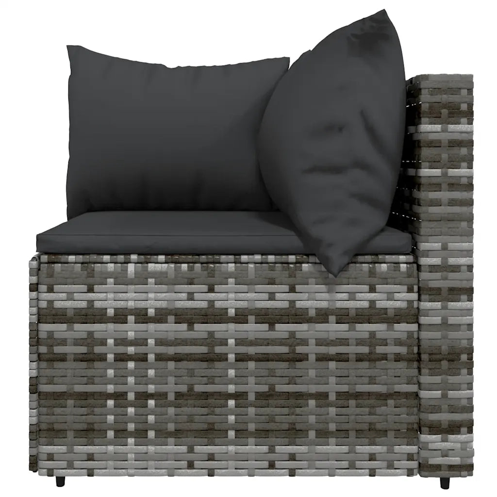 Set Divani da Giardino 3 pz con Cuscini in Polyrattan Grigio 319764