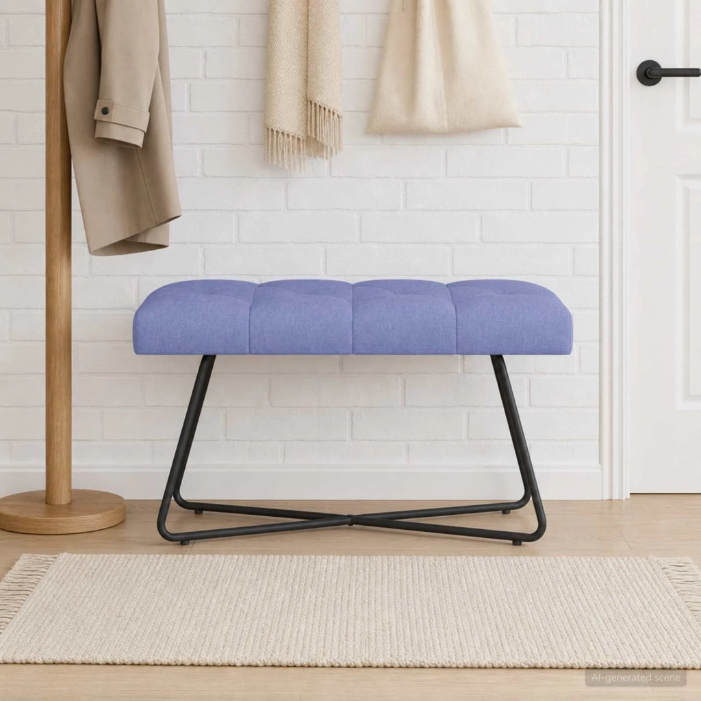 Panchina con bottoni imbottiti Blu jeans 80 x 40 x 46 cm 42038370