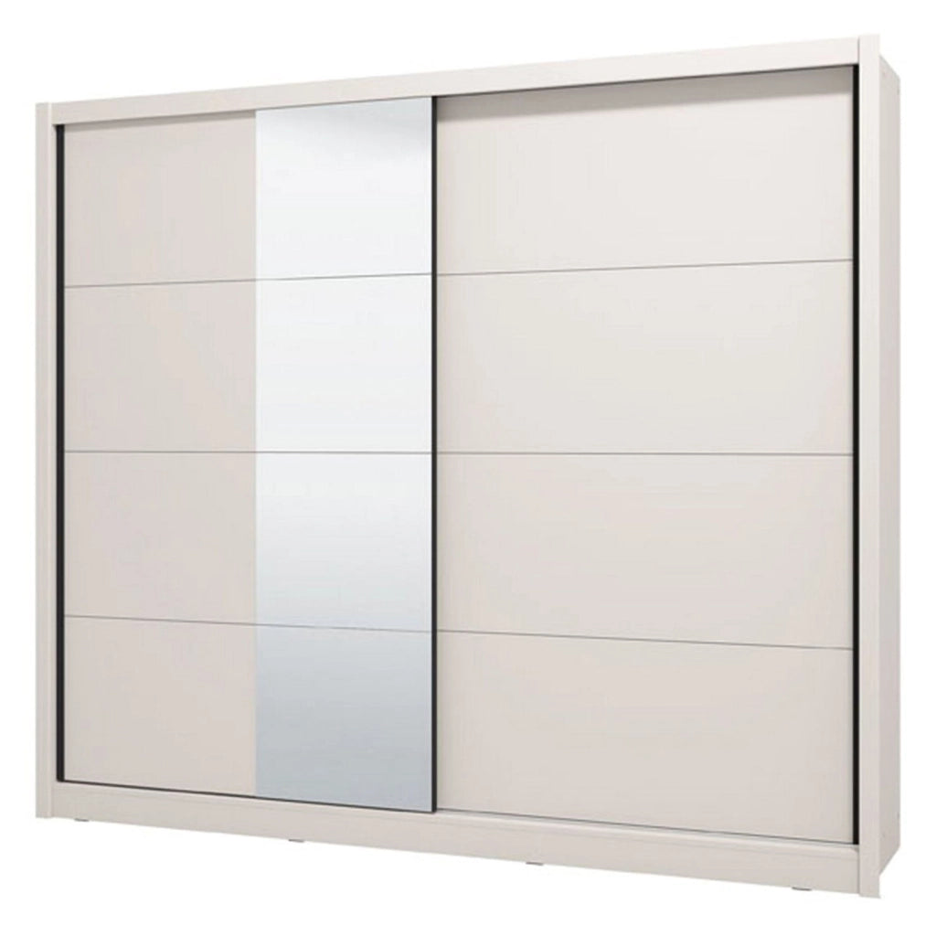 Armadio Camera da Letto Pedavena, Guardaroba Grande Appendiabiti, 251x215.5h cm Bianco Beige