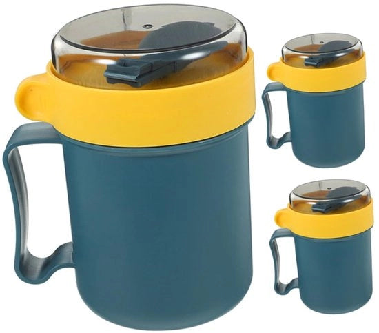 Tazza da zuppa a 3 parti con coperchio e maniglia Bol Magnetron Design da picnic elegante, chiusura ermetica per zuppe, cereali e insalate colore oliva