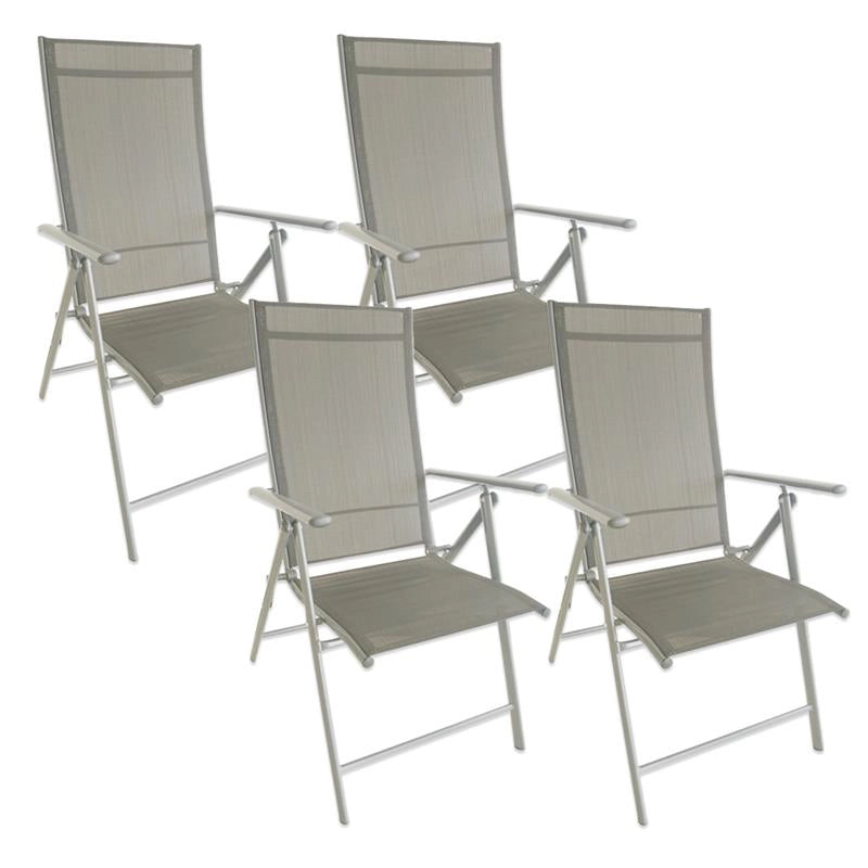 SET 4 SEDIE PIEGHEVOLI ANTIBES 7 POSIZIONI STRUTTURA IN ACCIAIO SEDUTA IN TEXTILENE COLORE ECRU 57X68X105 CM