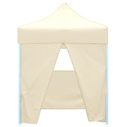Gazebo Professionale Pieghevole con 4 Pareti 2x2m Acciaio Crema 48882