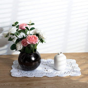 Set di 2 placemats per tavola in cotone bianco a maglia a mano quadrata con illuminazione verde