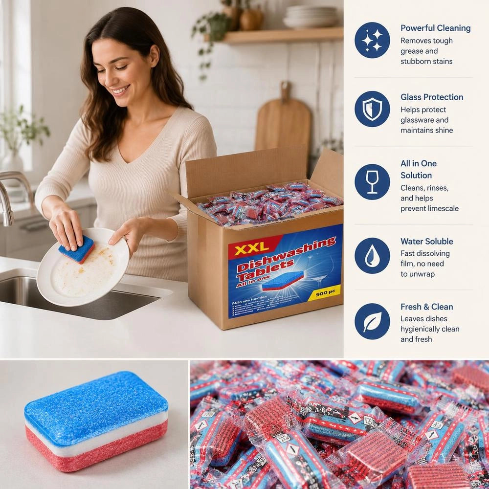 12-in-1 Dishwasher Tablets, 500 Pieces, 9 Kg