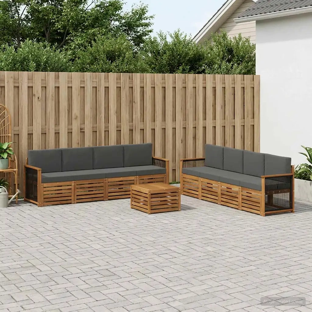 Set divani con cuscino 9 pcs Legno di Acacia Massello 3384173