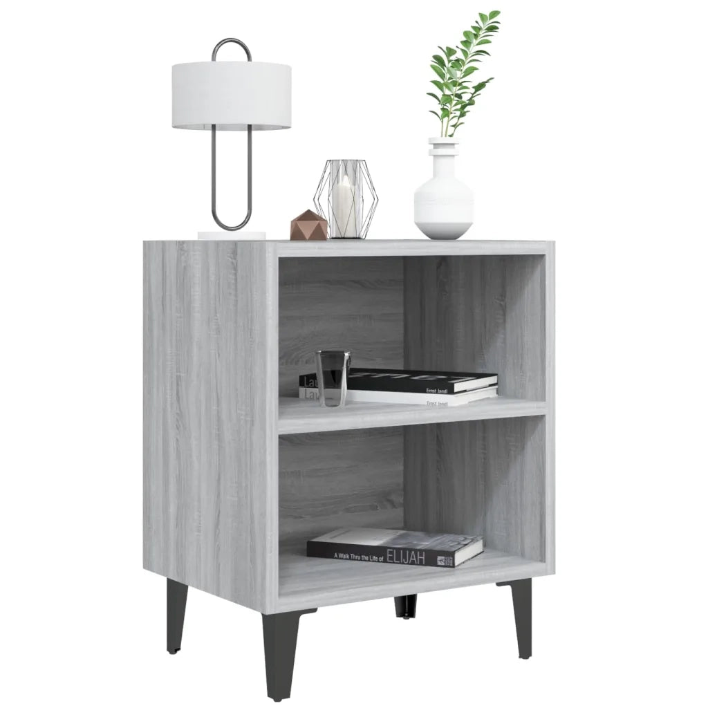 Comodino con Gambe in Metallo Grigio Sonoma 40x30x50 cm cod mxl 30440