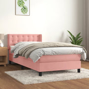 Giroletto a Molle con Materasso-Struttura Letto Rosa 100x200 cm in Velluto 111033