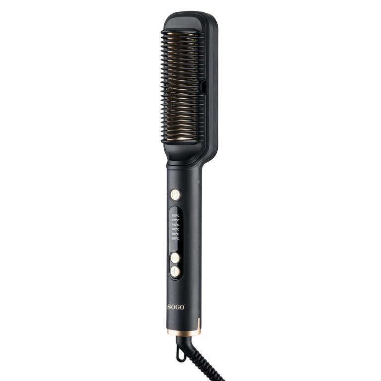 Spazzola lisciante elettrica in ceramica 30W con 6 temperature e display LED, riscaldamento rapido per capelli lisci - Sogo