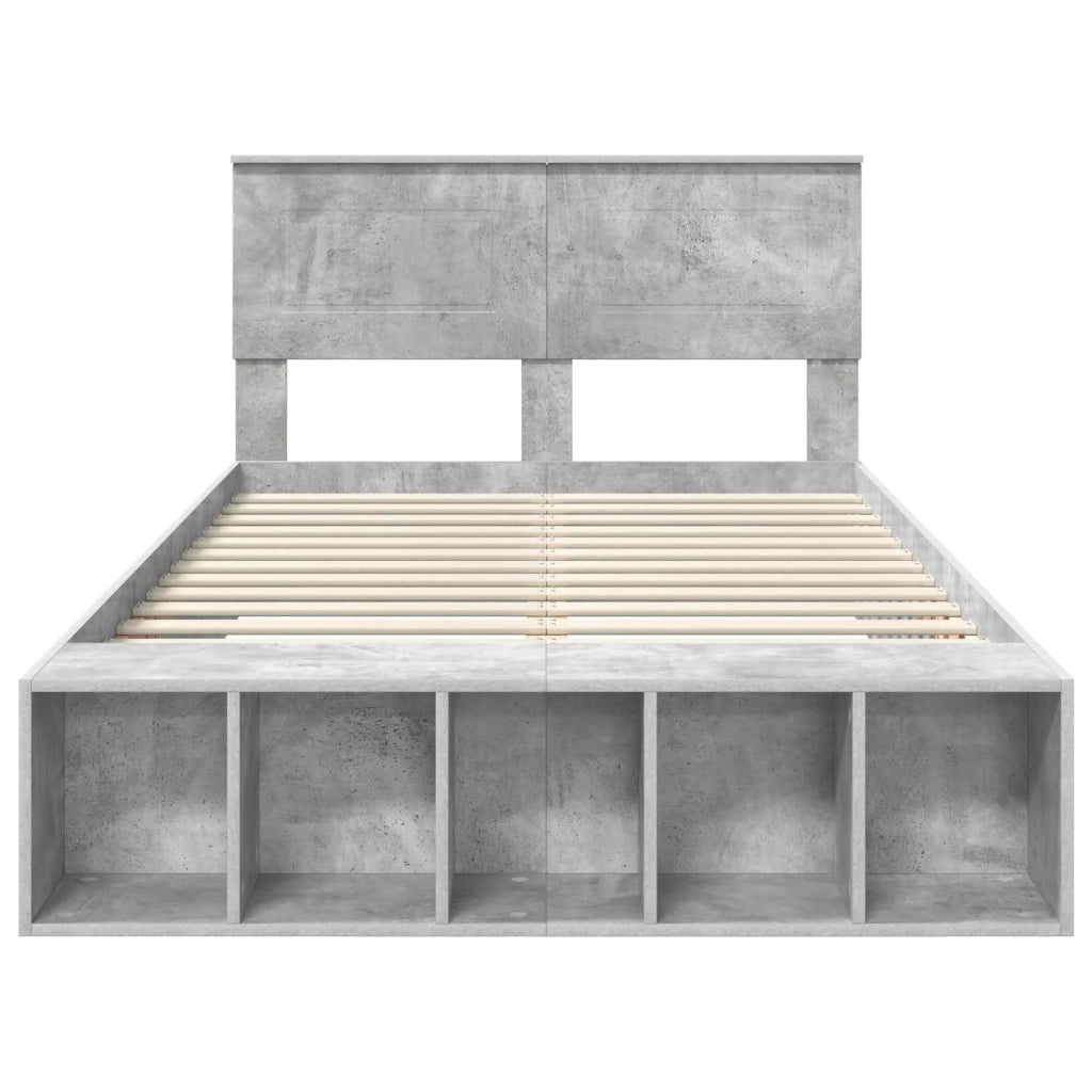 Letto matrimoniale | Letto per adulti | Struttura del letto con lo scaffale Grigio cemento 120 x 190 cm