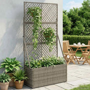 Vaso da Giardino con Trellis Grigio 70 x 30 x 135 cm polyrattan 42026883