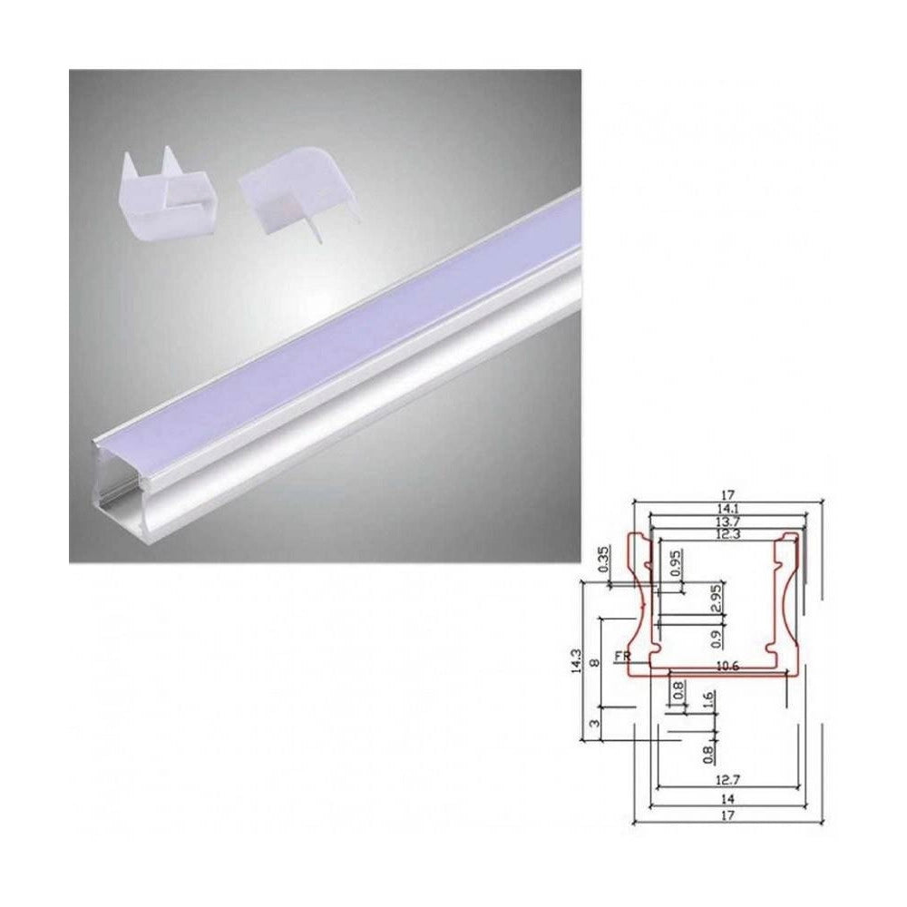 Trade Shop - Profilo In Alluminio 2 Mt Incasso Copertura Opaca Per Strip Led Strisce Al-09 -