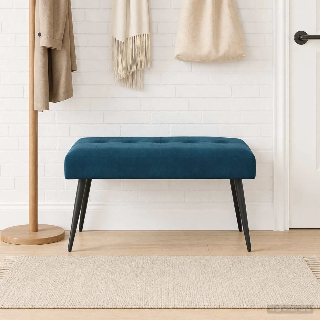 Panchina con bottoni imbottiti Blu 80 x 40 x 46 cm Velluto 42038524