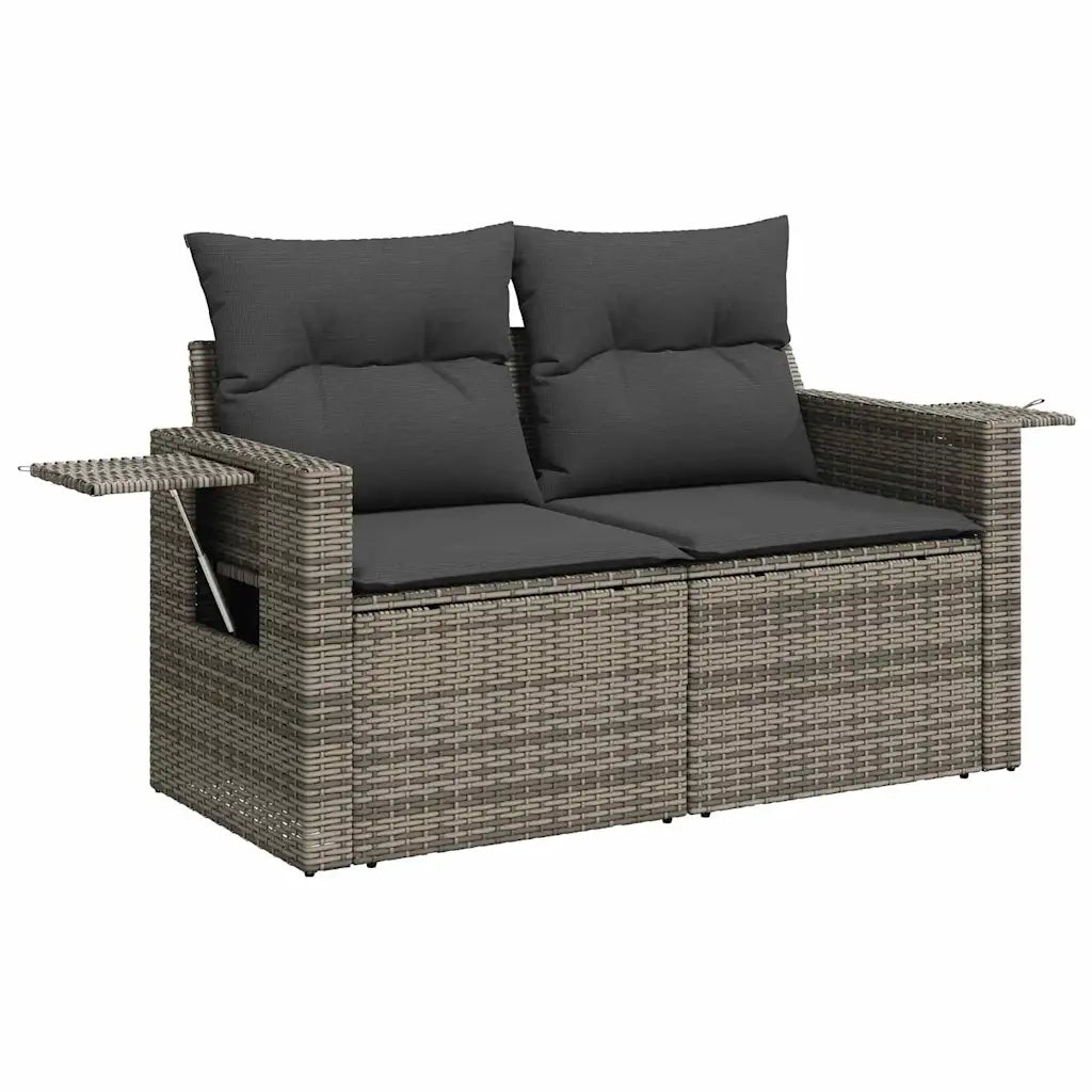 Set Divano da Giardino con cuscino 14 pcs Grigio polyrattan
